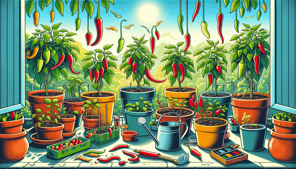 groente moesbalkon punt-paprika in pot