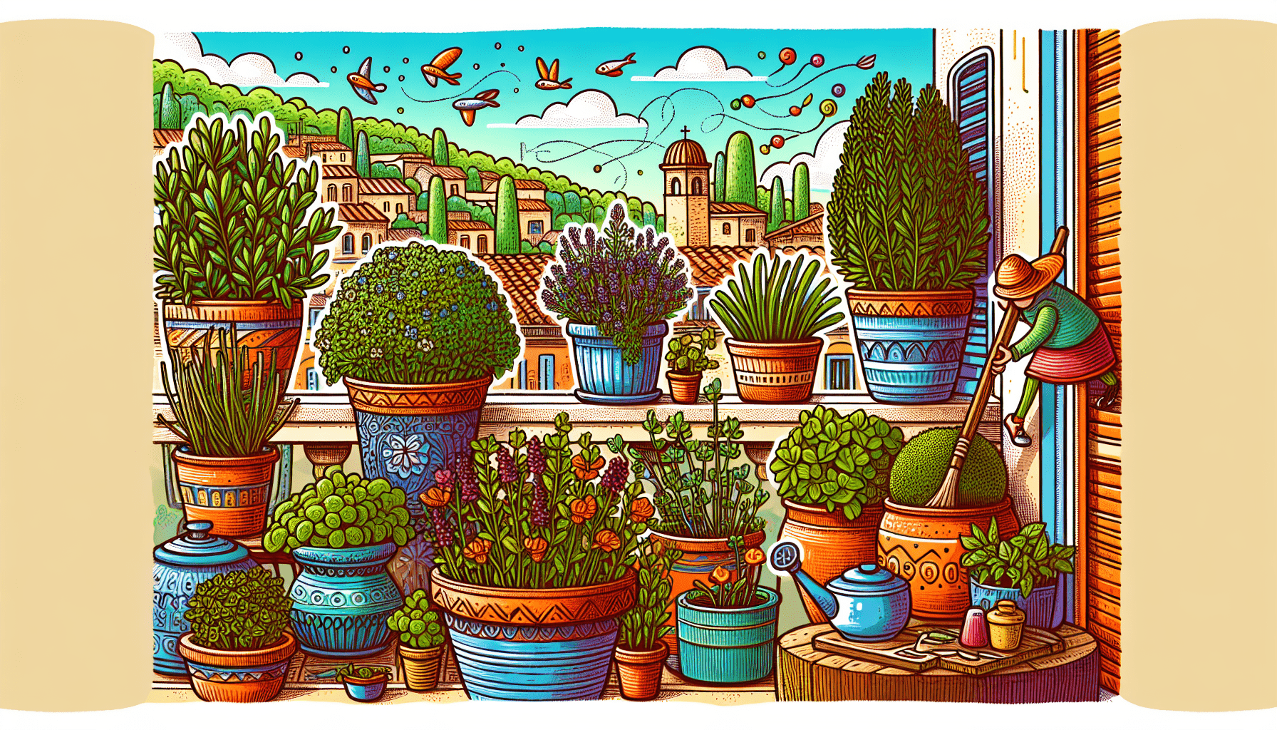 kruiden groente fruit in potten op balkon of terras moesbalkon