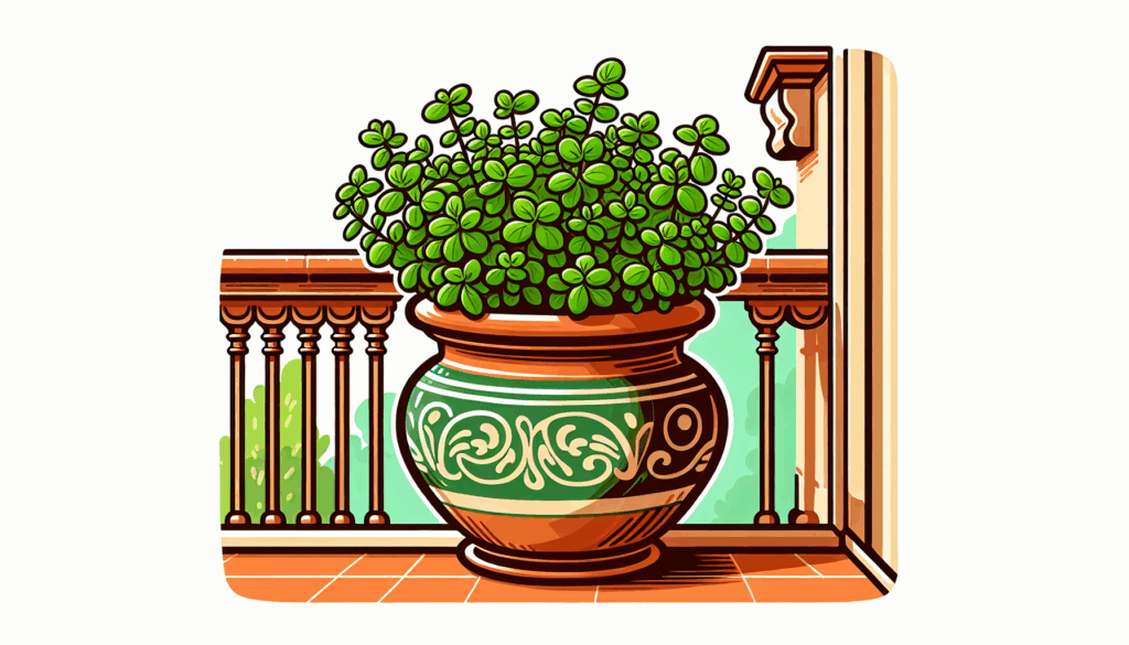 pot balkon marjoraan-plant echte marjolein moesbalkon kruid moesbalkon