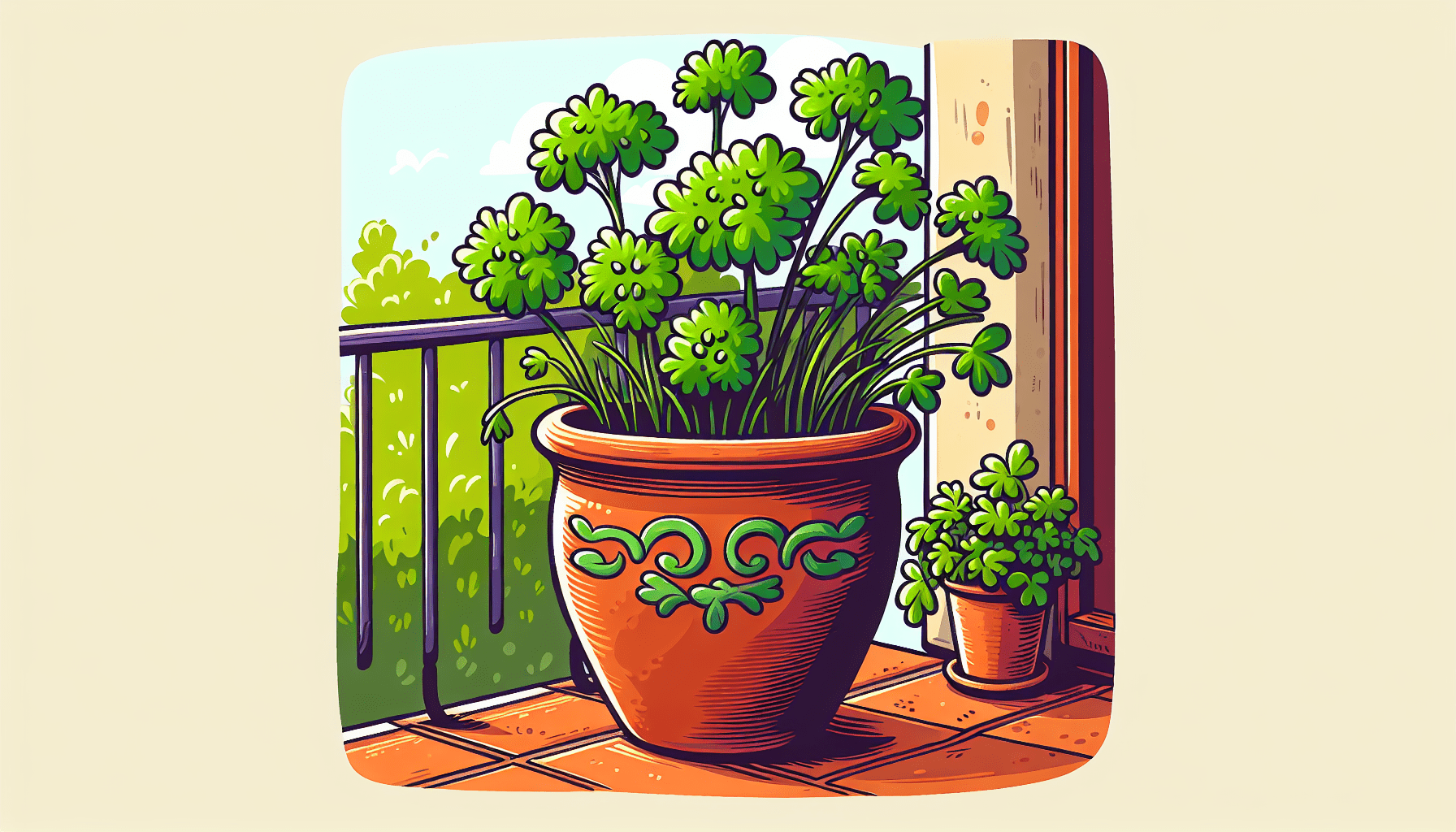 pot balkon peterselie-plant kruid moesbalkon